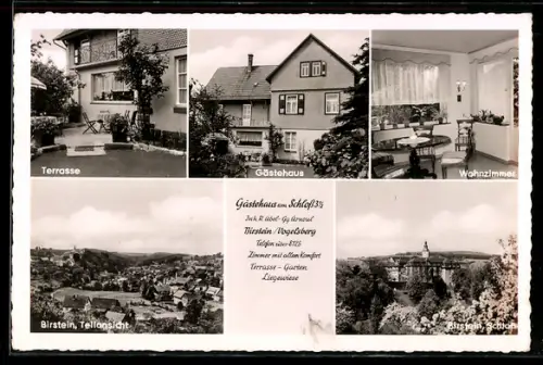 AK Birstein /Vogelsberg, Gästehaus am Schloss, Inh. R. Übel, Gg. Arnoul, Wohnzimmer, Terrasse