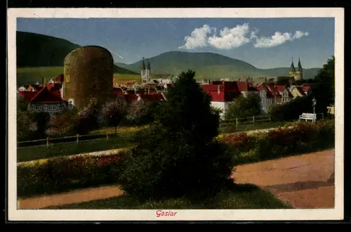 AK Goslar, Totalansicht der Stadt mit Kirchen