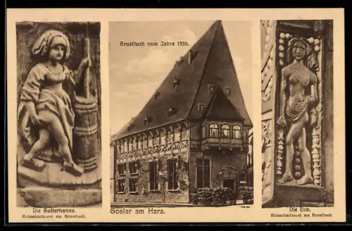 AK Goslar, Brusttuch mit Holzschnitzereien