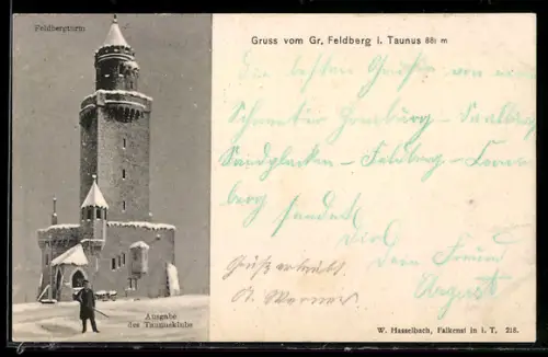 AK Gr. Feldberg i. Taunus, Feldbergturm im Schnee