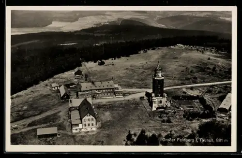 AK Grosser Feldberg i. Taunus, Höhenkultur-Hotel Carl Aug. Hahn, Aussichtsturm