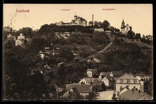 AK Dresden-Loschwitz, Luisenhof und Drahtseilbahn