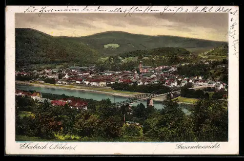 AK Eberbach /Neckar, Ortsansicht mit Flusspartie