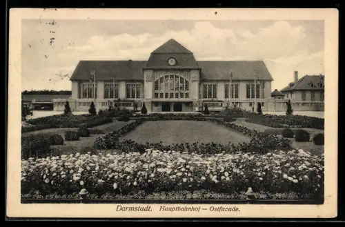 AK Darmstadt, Blick zum Hauptbahnhof, Ostfacade