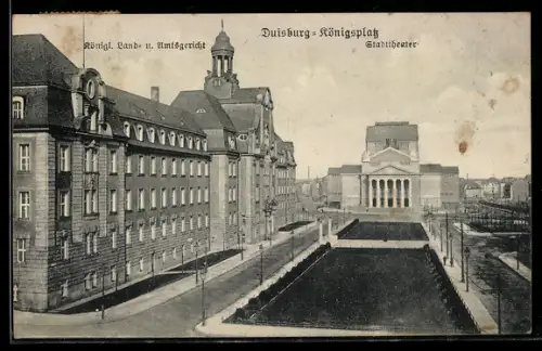 AK Duisburg, Königl. Land- u. Amtsgericht, Stadttheater, Königsplatz