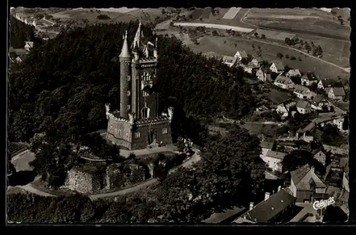 AK Dillenburg, Wilhelmsturm aus der Vogelschau