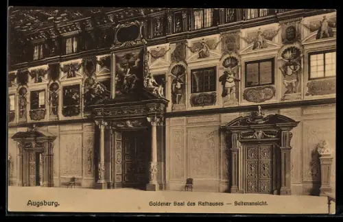 AK Augsburg, Goldener Saal des Rathauses, Seitenansicht