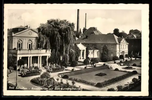 AK Bad Salzuflen, Rosengarten mit den Kurmittelhäusern