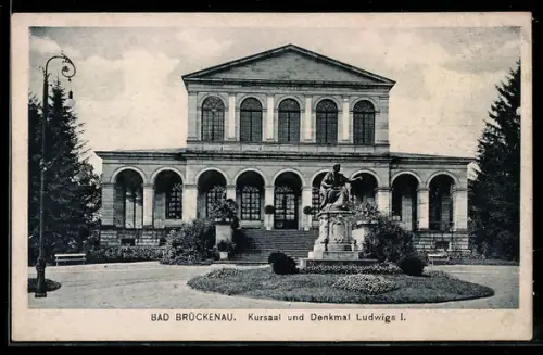 AK Bad Brückenau, Kursaal und Denkmal Ludwigs I.