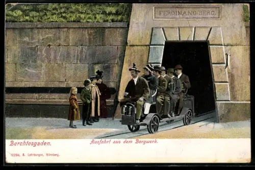 AK Berchtesgaden, Ferdinandberg, Ausfahrt aus dem Bergwerk mit der Draisine