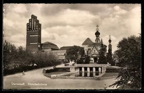 AK Darmstadt, Künstlerkolonie mit Kirche