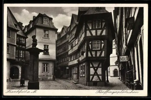 AK Alt-Frankfurt, Fünffingerplätzchen mit Gasthaus Zur wilden Frau