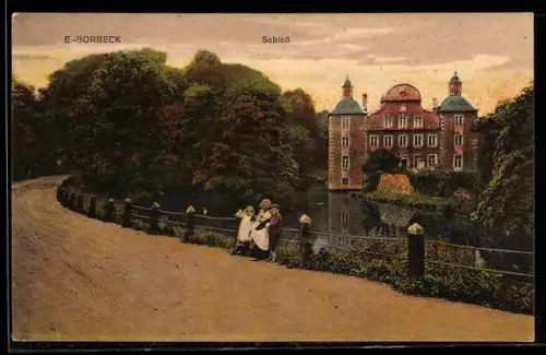 AK E.-Borbeck, Schloss mit Strassenpartie