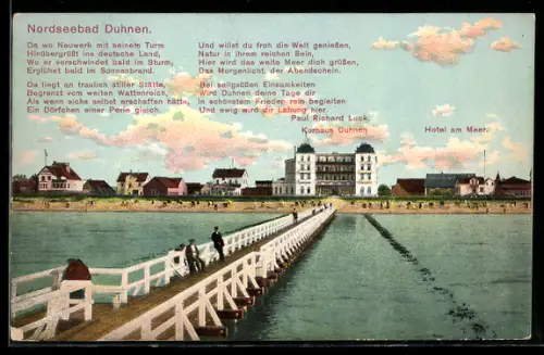 AK Duhnen, Panorama von der Seebrücke mit Hotel am Meer & Kurhaus Duhnen
