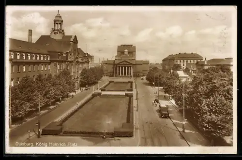 AK Duisburg, König Heinrich Platz aus der Vogelschau