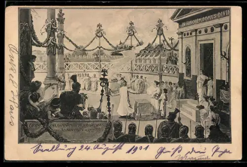 AK Saalburg, Grundsteinlegung des Praetoriums der Saalburg