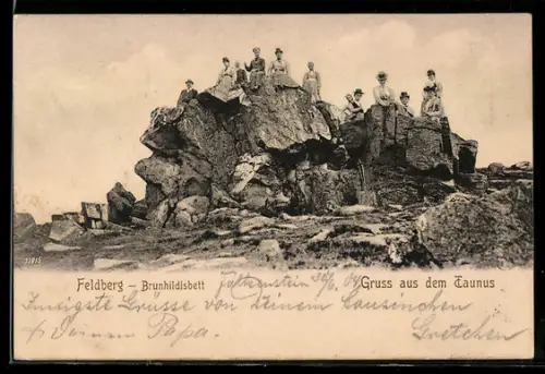 AK Feldberg / Taunus, Besucher auf dem Brunhildisbett