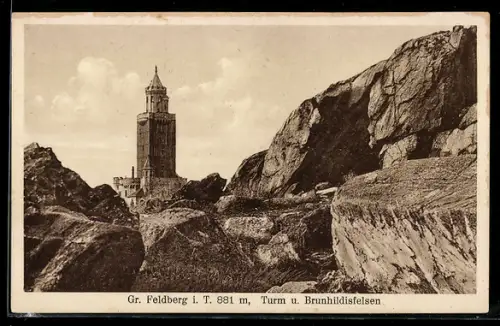AK Gr. Feldberg i. T., Turm und Brunhildisfelsen