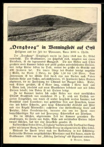 AK Wenningstedt auf Sylt, Denghoog, vorgeschichtliche Grabkammer, Urne mit Stichornamenten