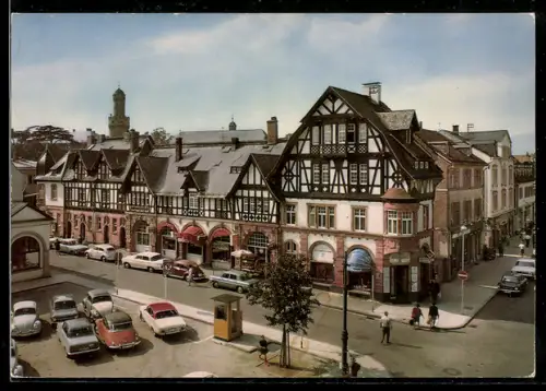 AK Bad Homburg v. d. H., Fachwerkhäuser am Marktplatz