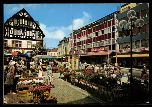 AK Bad Homburg v.d.H., Markt und Louisenstrasse, Fachwerkhaus, Kaufhaus Woolworth, Blumenmarkt
