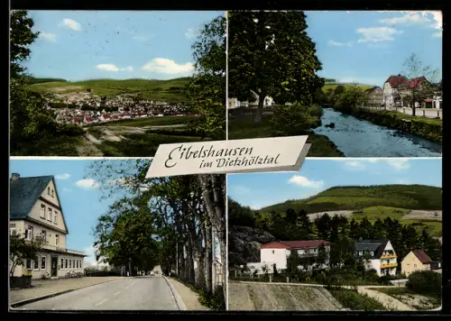 AK Eibelshausen /Dietzhölztal, Ortsansicht, Flusslauf, Gasthäuser