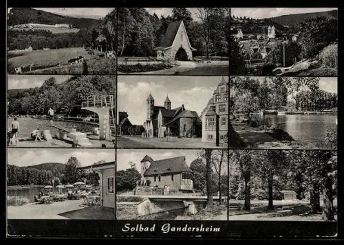 AK Gandersheim, Kirche, Schwimmbad, Kloster, Kurpark, verschiedene Ortsansichten