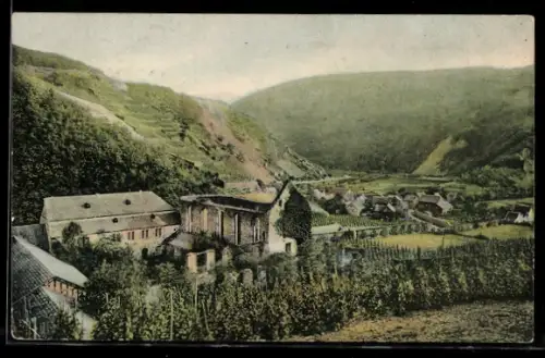AK Ahrtal /Marienthal, Kloster Marienthal, Weinberge, Talansicht