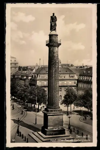 AK Darmstadt, Platz mit Ludwigsäule