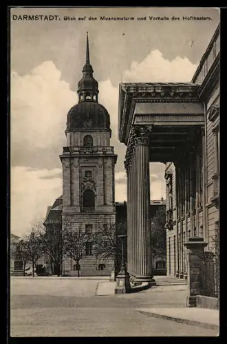 AK Darmstadt, Museumsturm, Vorhalle des Hoftheaters