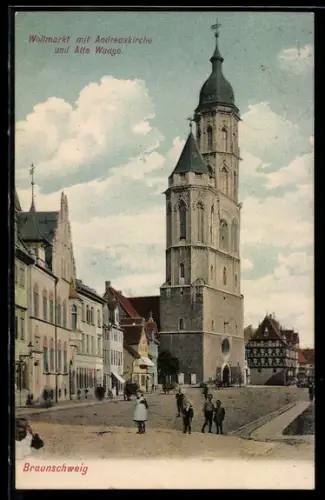 AK Braunschweig, Wollmarkt, Andreaskirche, Alte Waage