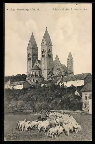 AK Bad Homburg v. d. H., Blick auf die Erlöserkirche