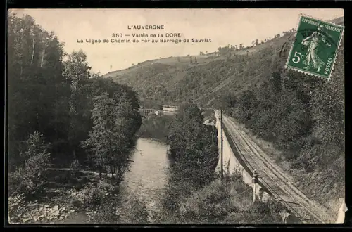 AK Vallée de la Dore, La Ligne de Chemin de Fer au Barrage de Sauviat