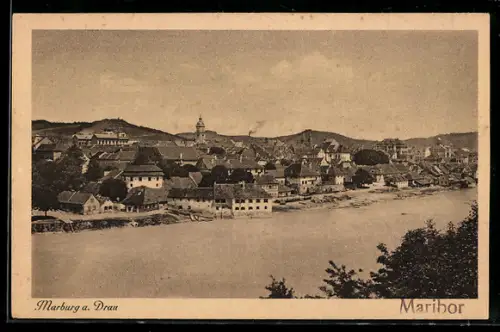 AK Marburg a. Drau, Ortsansicht an der Drau