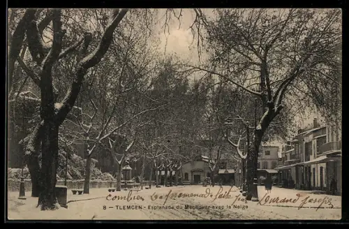 AK Tlemcen, Esplanade du Mechouar avec la Neige