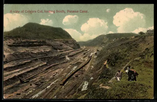 AK Culebra Cut, A view of Culebra Cut, looking South, Panama Canal