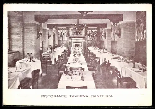 AK Torino, Interno del Ristorante Taverna Dantesca con tavoli apparecchiati