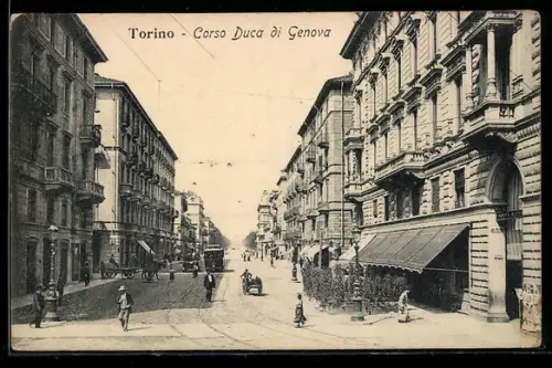 AK Torino, Corso Duca di Genova con tram e pedoni