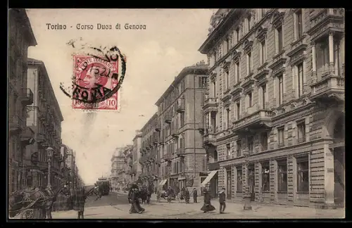 AK Torino, Corso Duca di Genova con carrozze e pedoni
