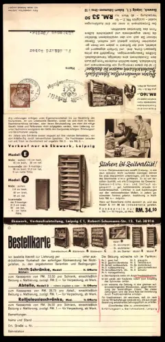 Klapp-AK Leipzig, Ekawerk, Robert-Schumann-Strasse 12, Leitung Dir. Joh. Thies, Büroschränke, Rolljalousieschrank
