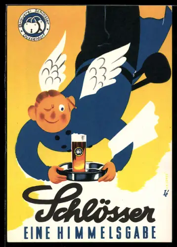 AK Düsseldorf, Brauerei-Werbung Schlösser, eine Himmelsgabe