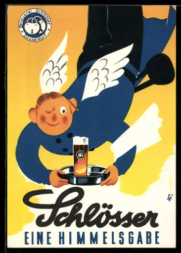 AK Düsseldorf, Brauerei-Werbung Schlösser, eine Himmelsgabe