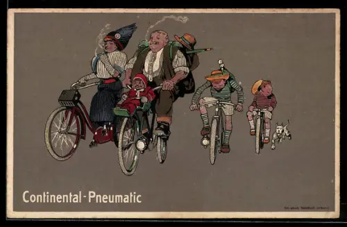 Künstler-AK Hannover, Continental Caoutchouc- und Gutta-Percha-Co., Reklame für Continental-Pneumatik, Fahrrad