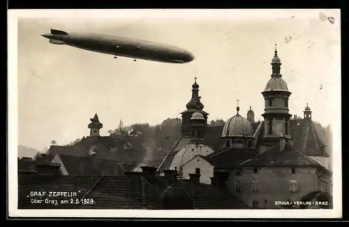 AK Graz, Luftschiff Graf Zeppelin über der Stat 1929