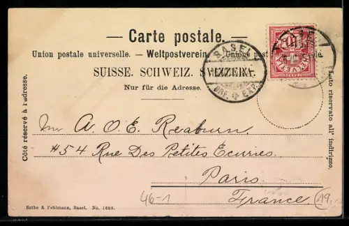 AK Basel, Strassenbahn am Totentanz