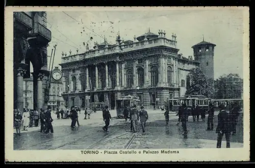 AK Torino, Piazza Castello e Palazzo Madama, Strassenbahn