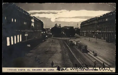 AK Torino, Vista al chiaro di luna, Strassenbahn