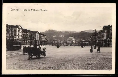 AK Torino, Piazza Vittorio Veneto, Strassenbahn