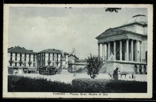 AK Torino, Piazza Gran Madre di Dio, Strassenbahn