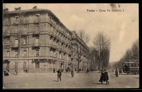 AK Torino, Corso Re Umberto I, Strassenbahn